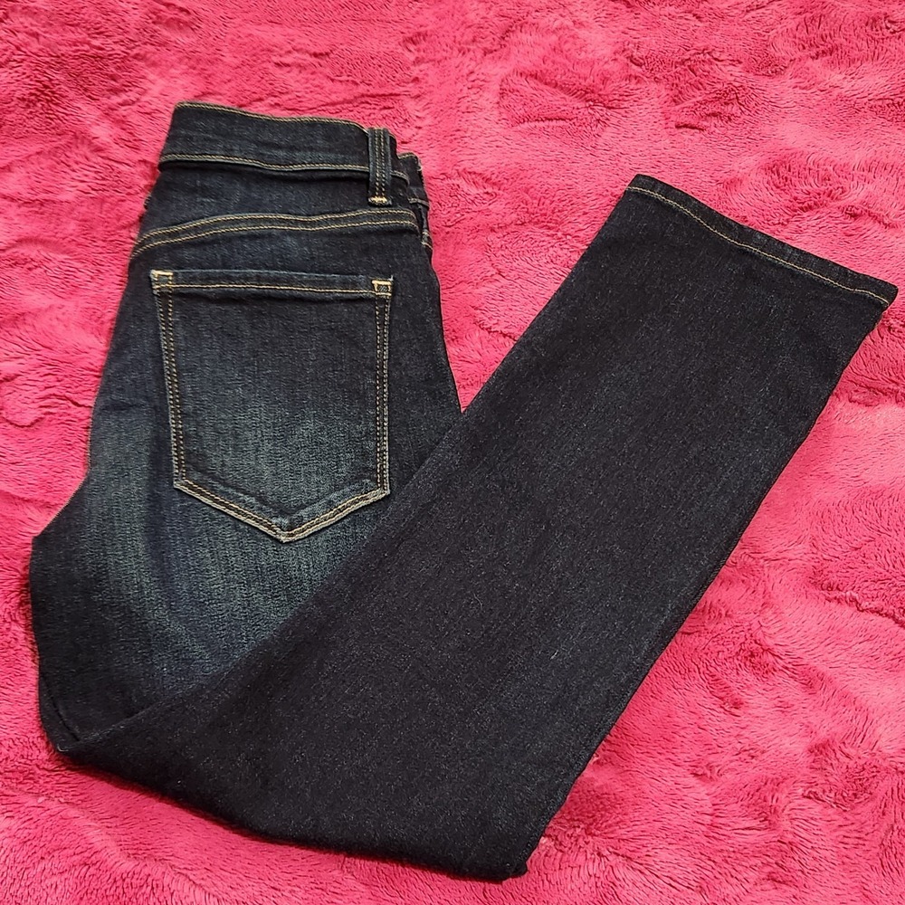 Banana Republic Premium Denim Women's 26P Mid Rise‎ Crop Flare Jeans Dark Wash